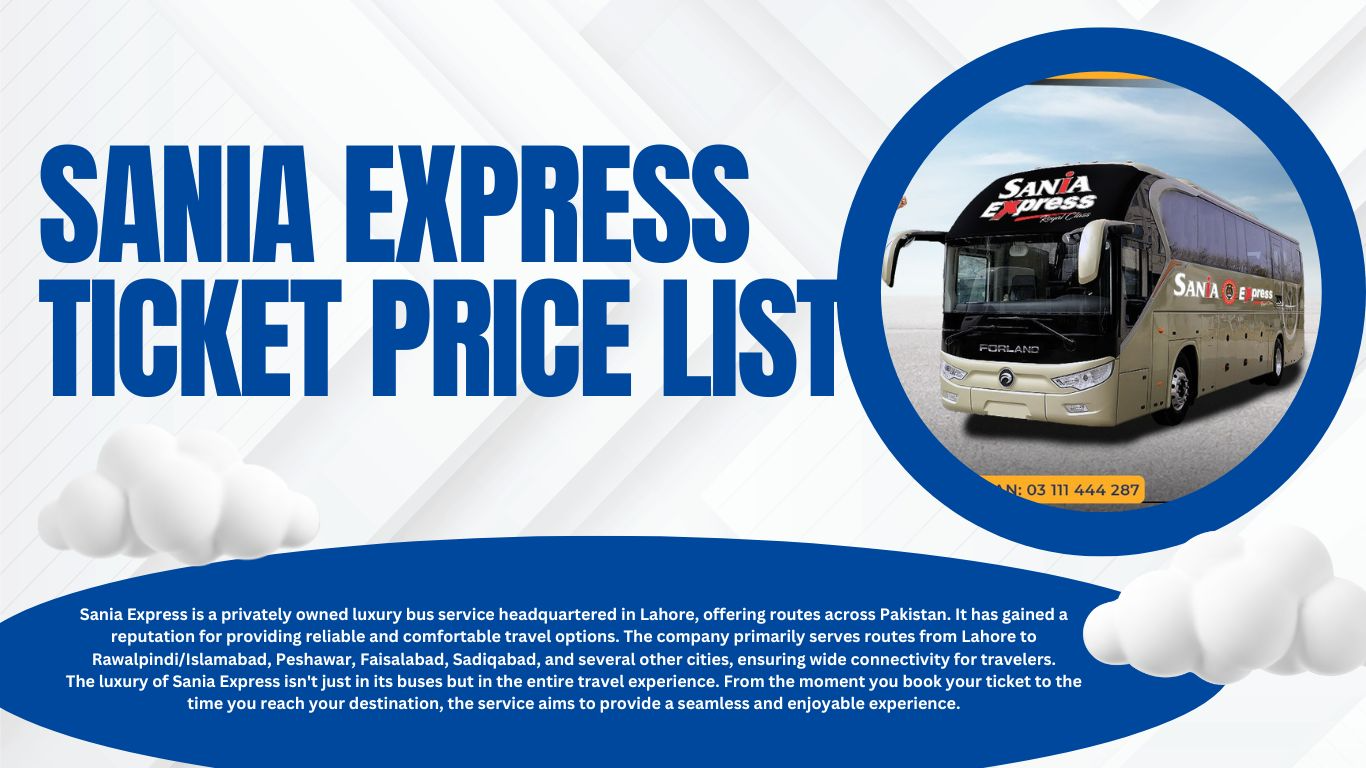 Sania Express Ticket Price List 2024